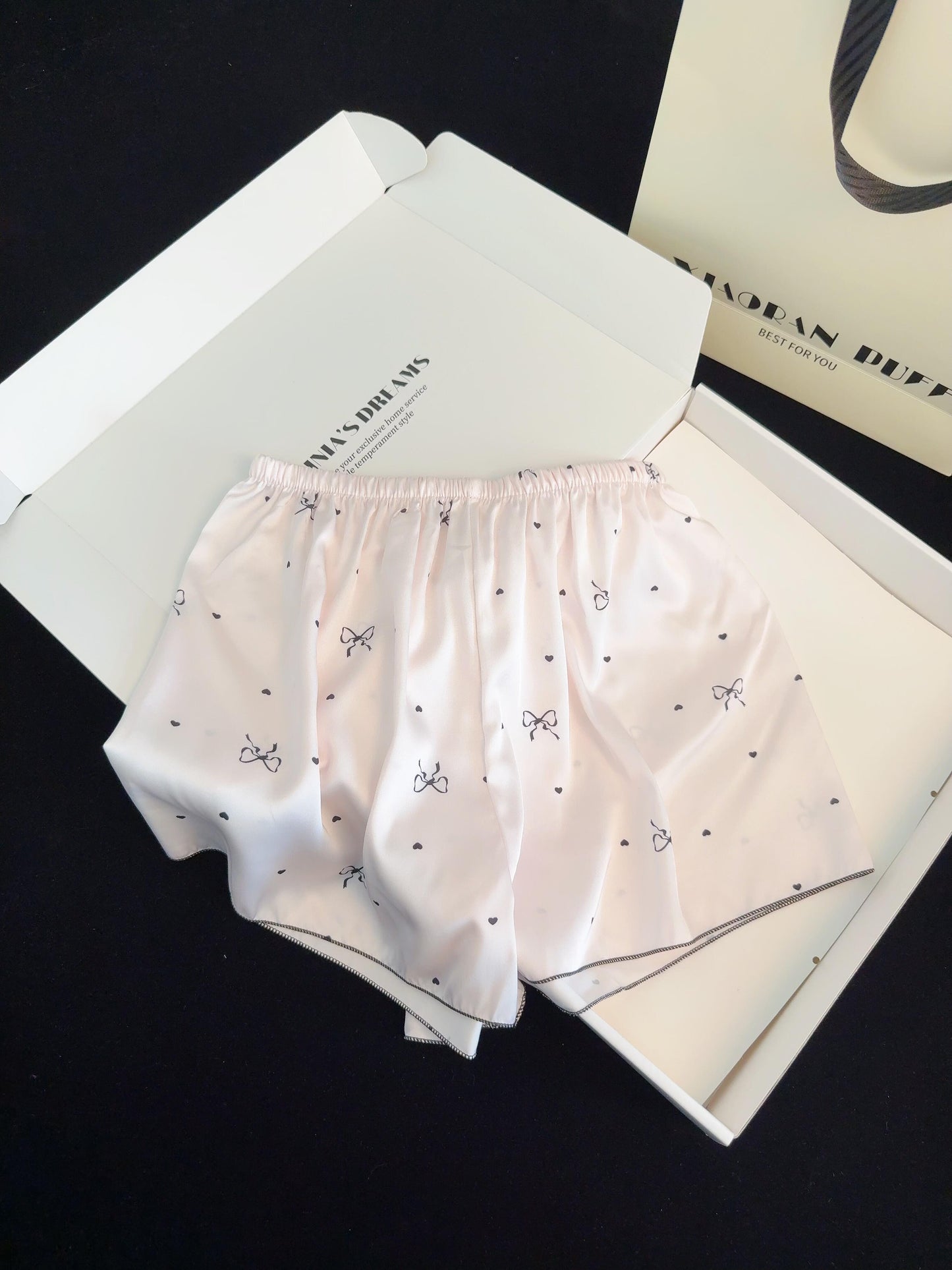 Black Lace Pink Satin Pajama Set for Women 2 Piece Silky Lingerie Sleepwear Camisole Pj Shorts Set Soft Nightwear