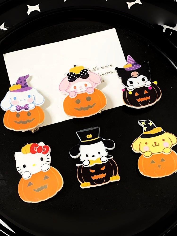 Sanrio Halloween Pumpkin hairpin|6 Count (Pack of 1)
