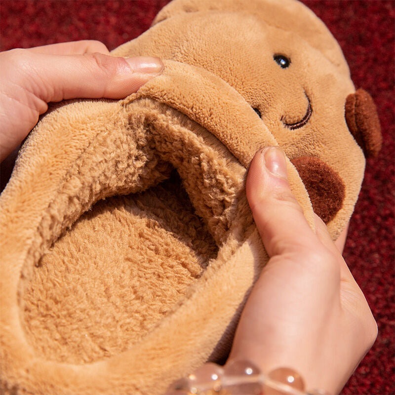 Croissant Jellycat Fuzzy Scuff Slippers Soft Comfy Memory Foam Non-slip Indoor House Shoes