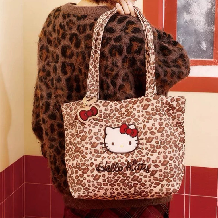 Hellokitty Leopard Print Cute Tote Bags Kawaii Carry on Bag Handbags