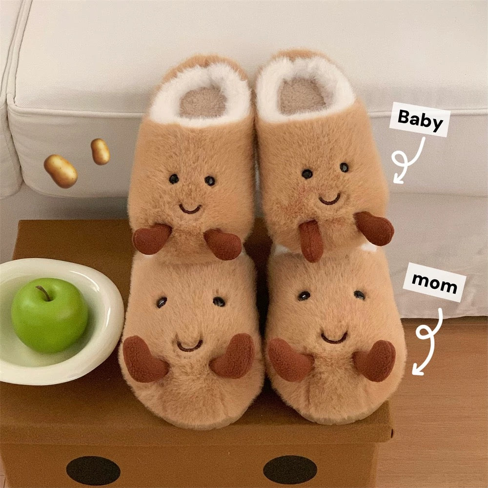 Potato Jellycat Fluffy Fuzzy Scuff Slippers Soft Comfy Memory Foam Non-slip Indoor House Shoes