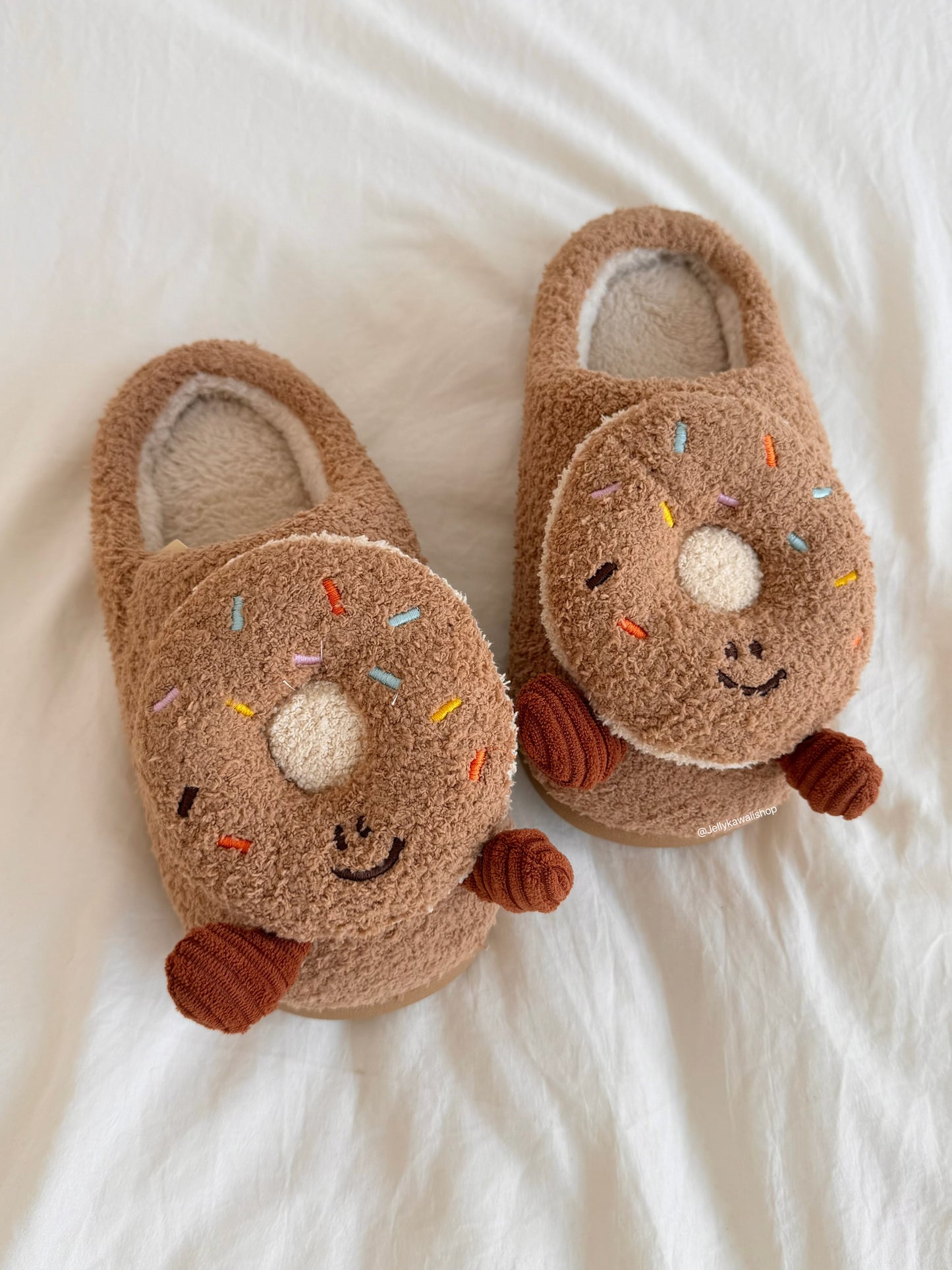 Girly Fuzzy Fluffy Comfy Donut Plush Slippers