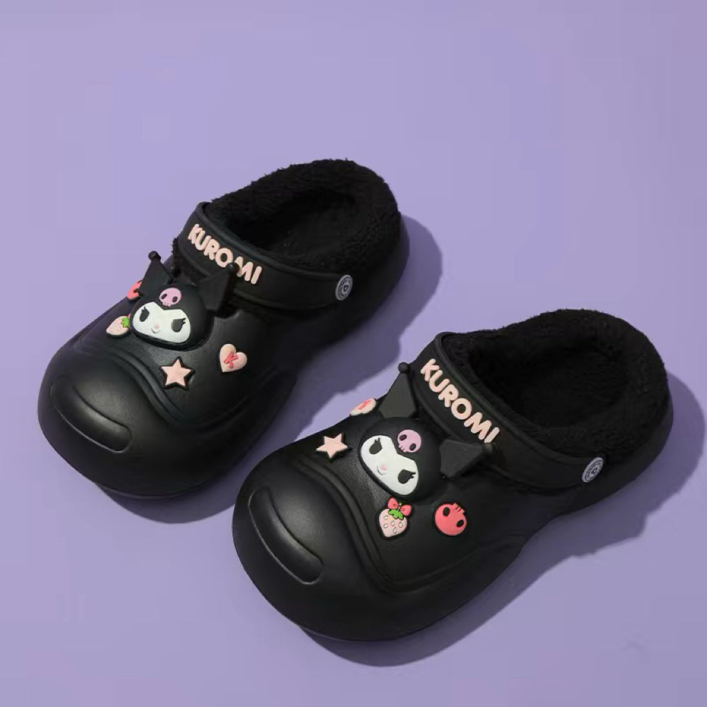 Sanrio Slides Fuzzy for Women Slippers Winter Warm Plush Comfy Non-Slip Waterproof House Cloud Slide Slippers for Indoor Outdoor