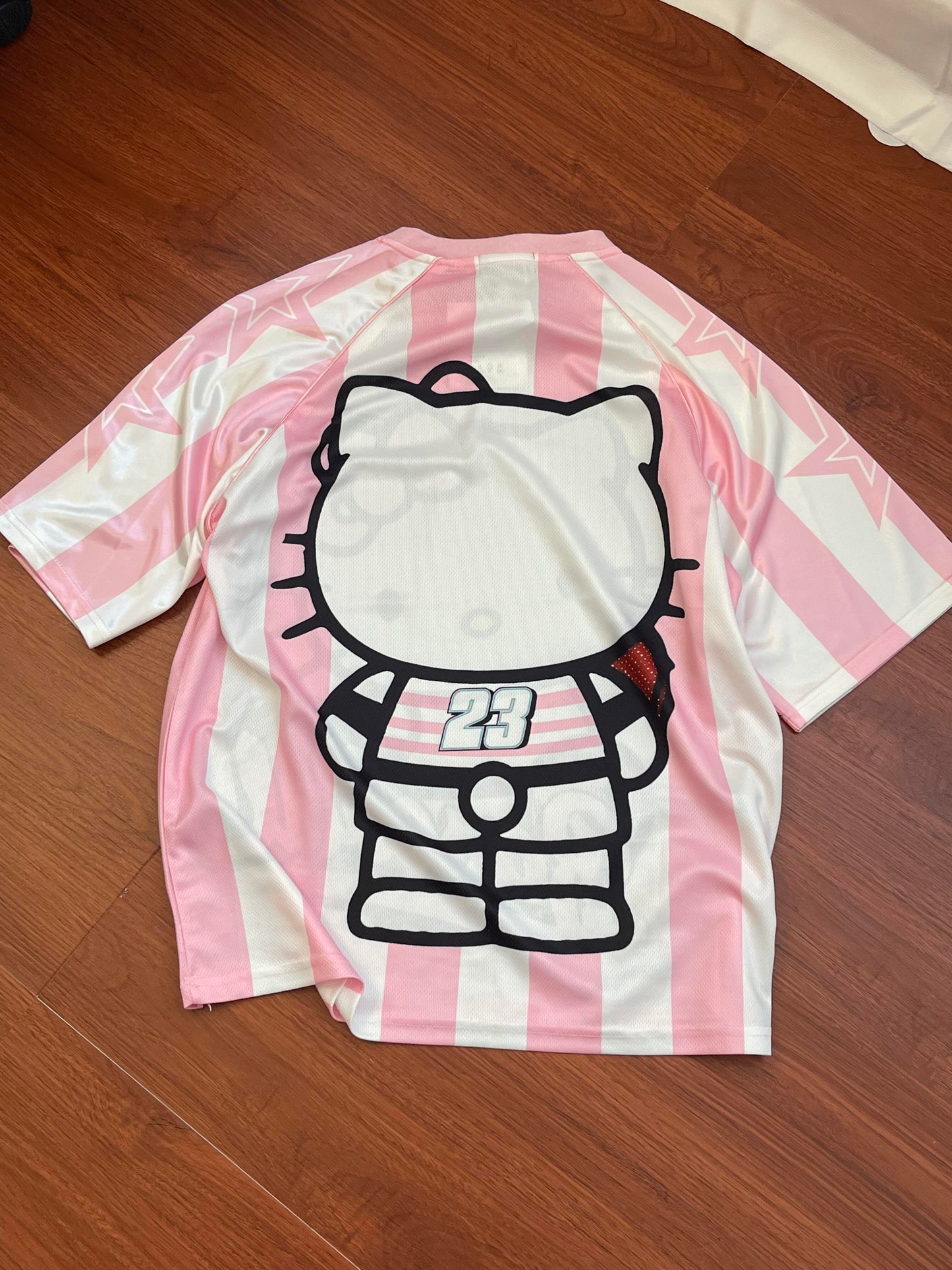 Hellokitty Cute Baseball Jersey Shirts Sports Uniform Summer Loose Short Sleeve Tops T-Shirts