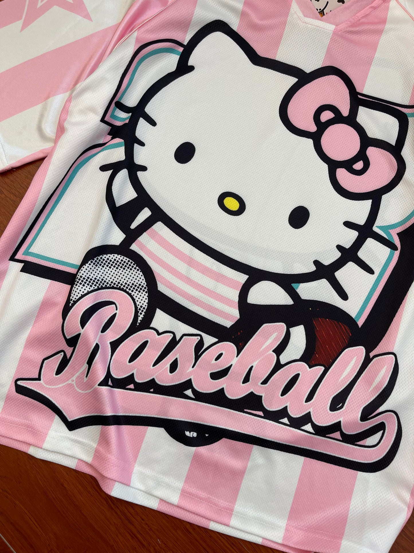 Hellokitty Cute Baseball Jersey Shirts Sports Uniform Summer Loose Short Sleeve Tops T-Shirts