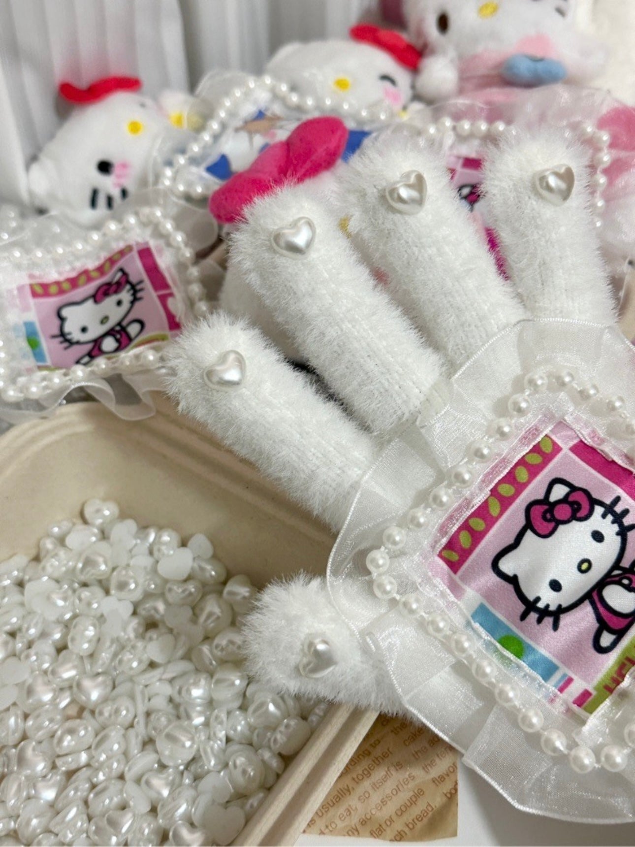 Hellokitty Plush Warm Gloves Women Autumn Winter Cute Winter Cycling Knitting Gloves Mittens