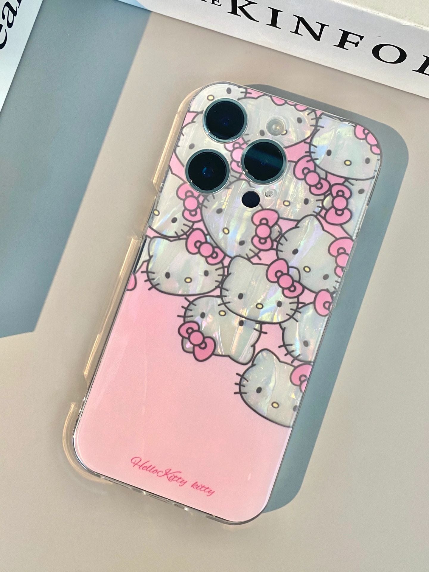 Hellokitty Glitter Pearly-Lustre Shell Pattern Phone Case Compatible with iPhone