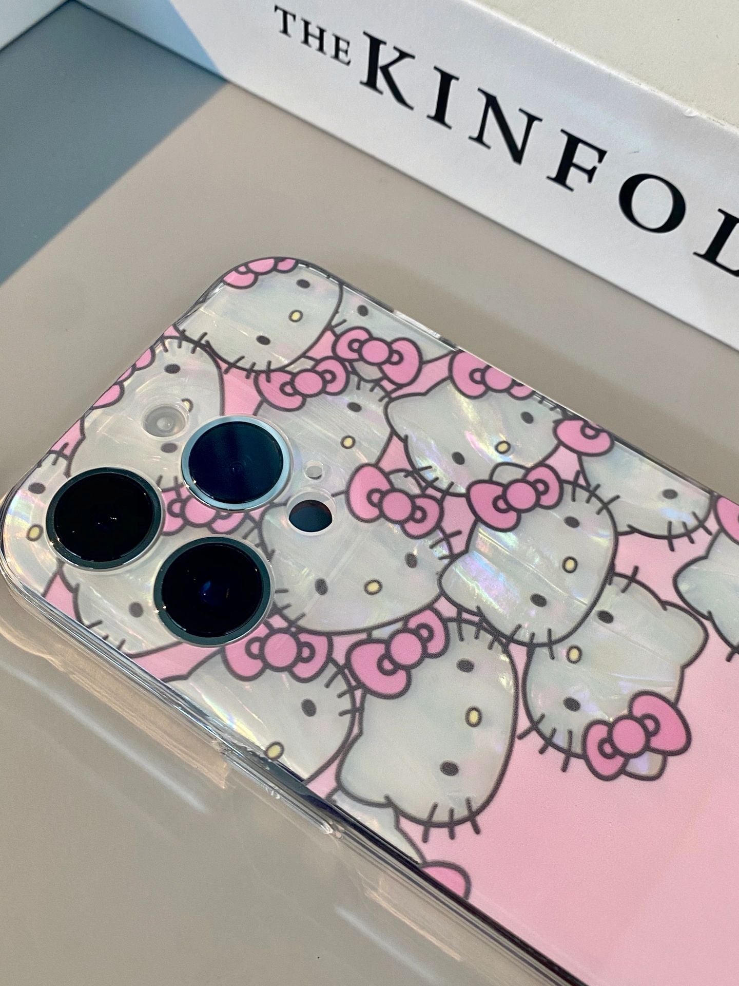 Hellokitty Glitter Pearly-Lustre Shell Pattern Phone Case Compatible with iPhone