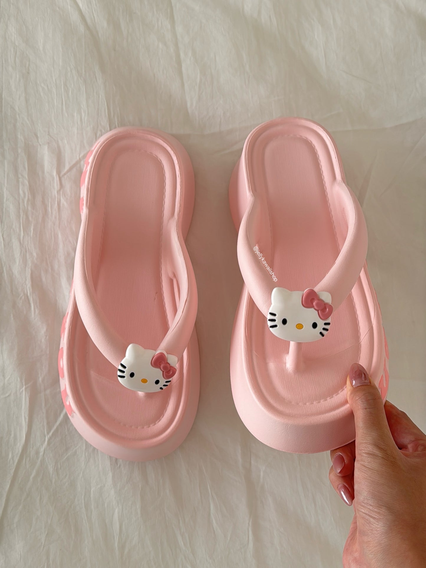 Hellokitty 6cm Sandals Cute Slippers Non-Slip Flip Flops Chunky Slippers