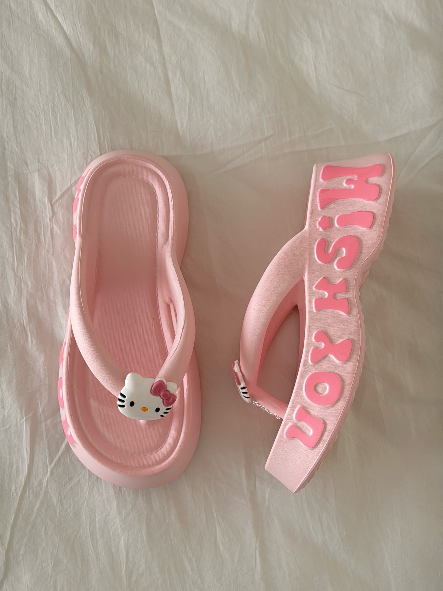Hellokitty 6cm Sandals Cute Slippers Non-Slip Flip Flops Chunky Slippers