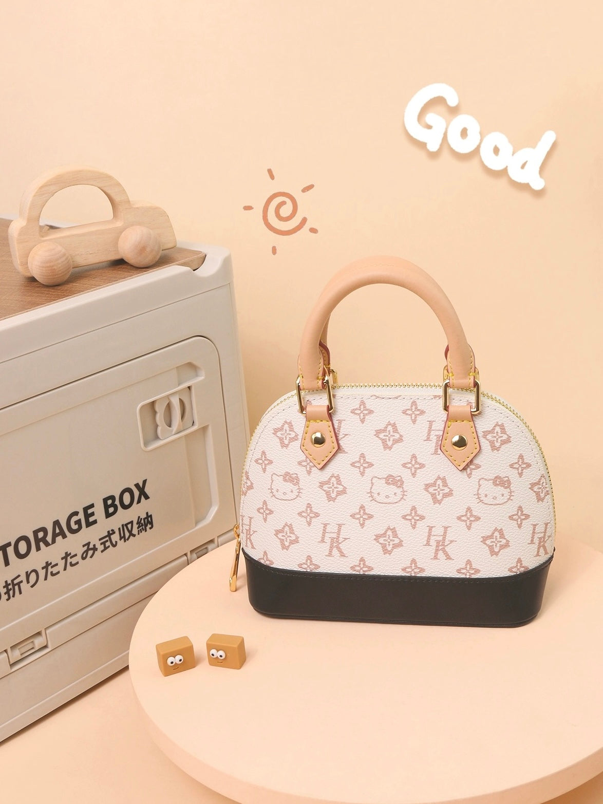 Hellokitty Handmade Small Crossbody Bags for Women Classic Double Zip Top Handle Dome Satchel Bag Shoulder Purse