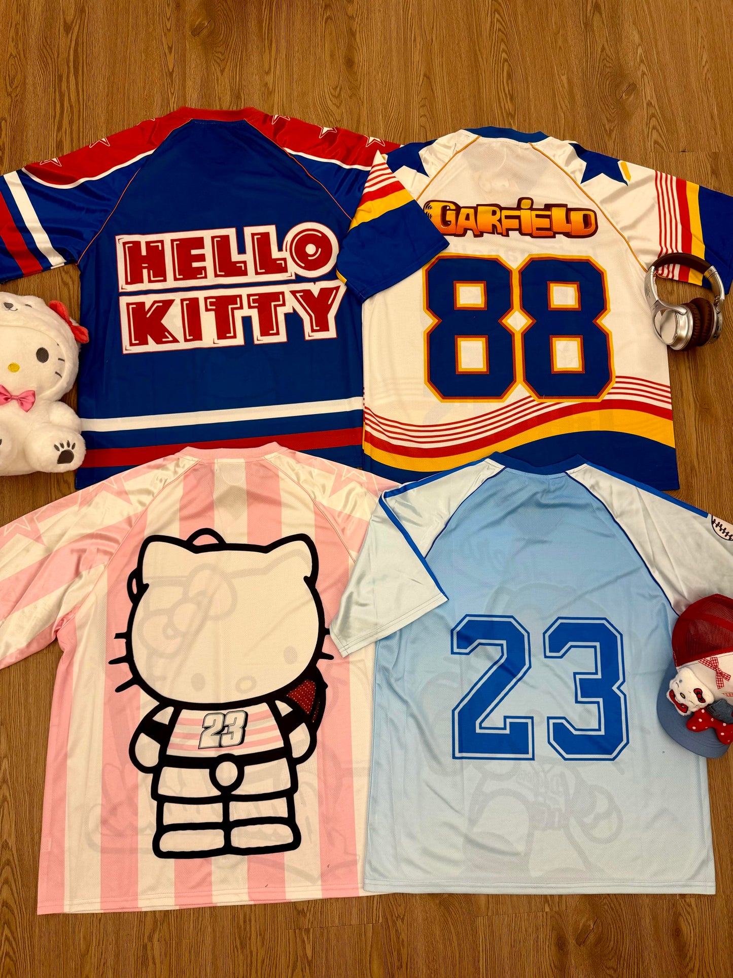 Hellokitty Cute Baseball Jersey Shirts Sports Uniform Summer Loose Short Sleeve Tops T-Shirts