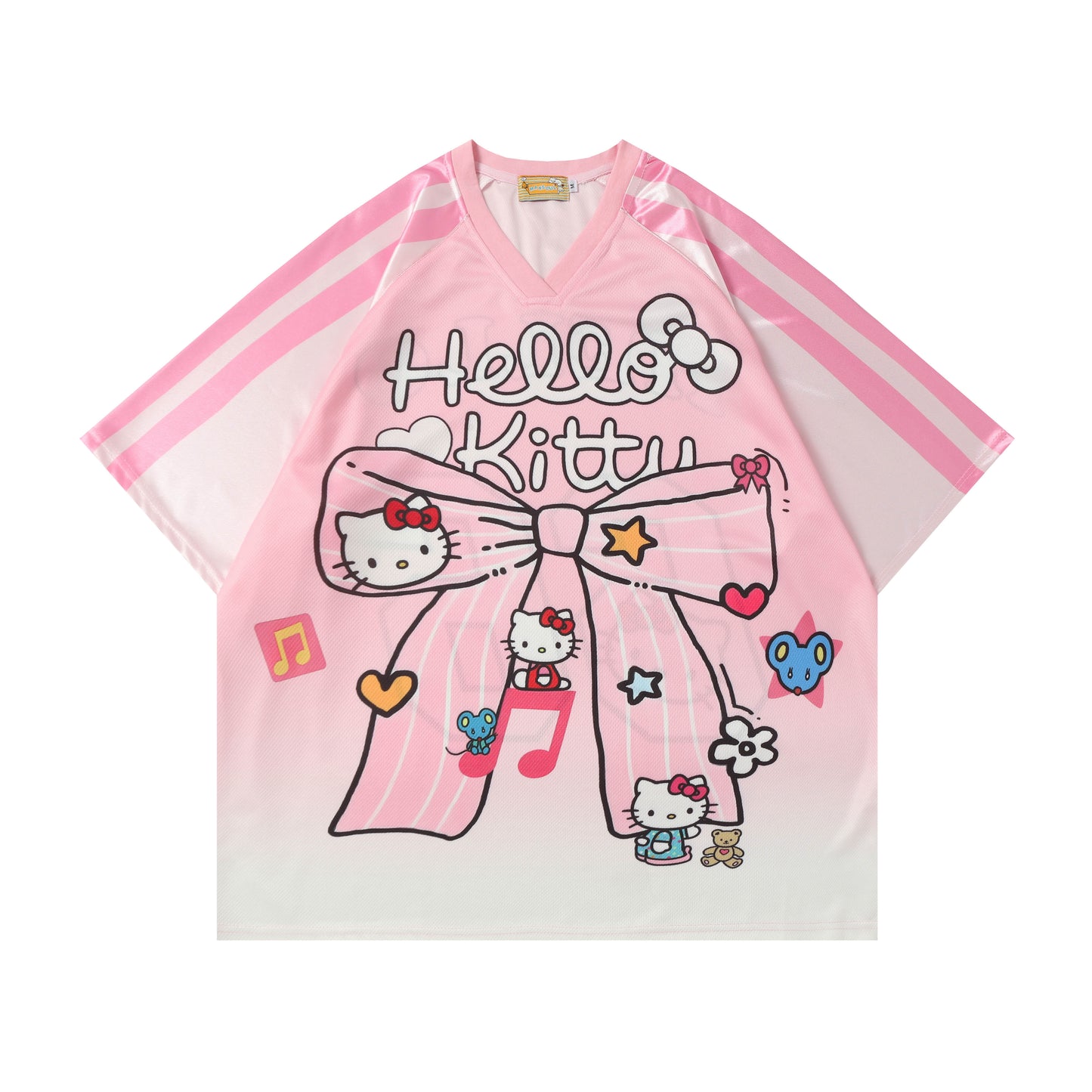 Hellokitty Cute Baseball Jersey Shirts Sports Uniform Summer Loose Short Sleeve Tops T-Shirts