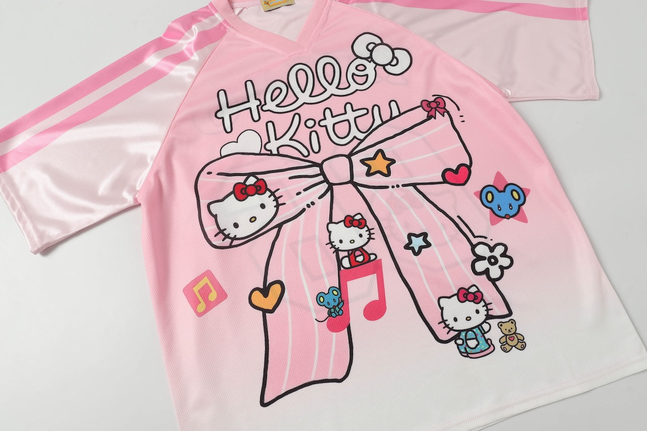 Hellokitty Cute Baseball Jersey Shirts Sports Uniform Summer Loose Short Sleeve Tops T-Shirts