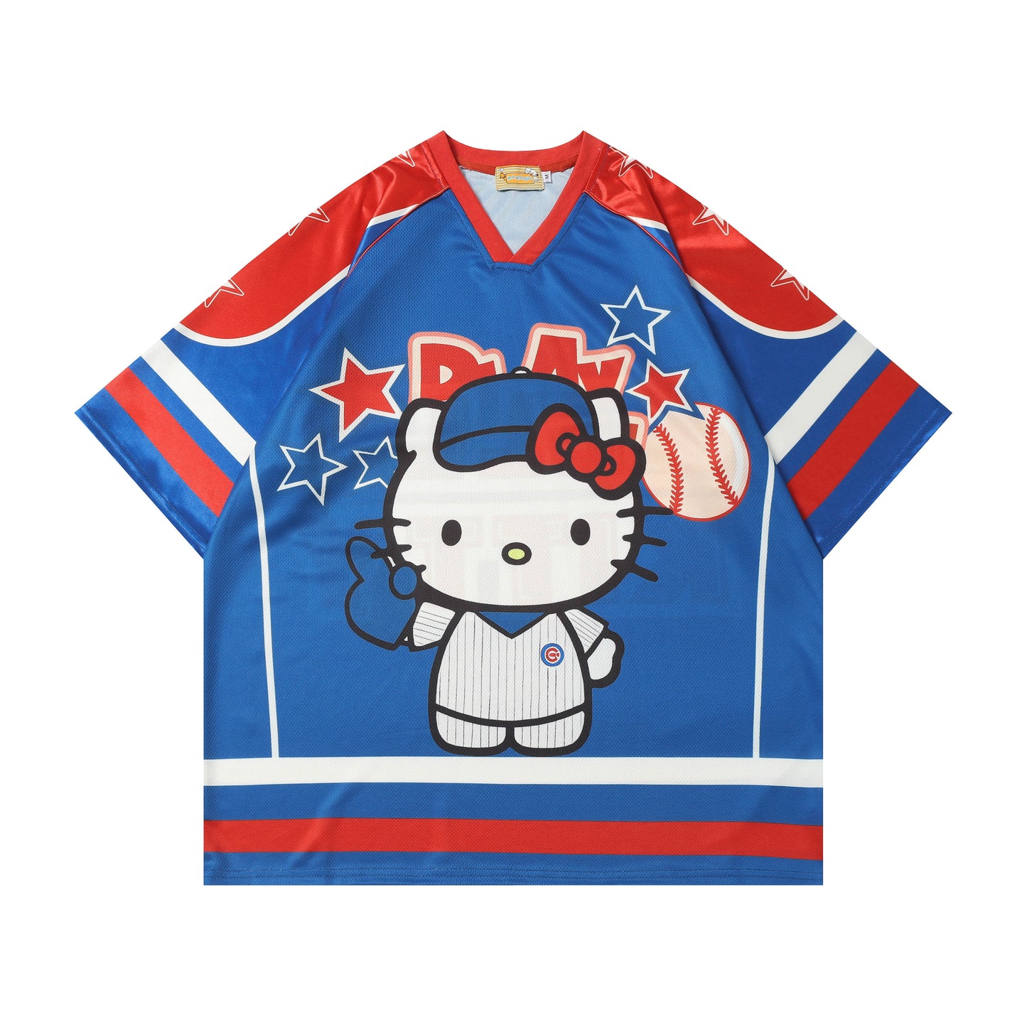 Hellokitty Cute Baseball Jersey Shirts Sports Uniform Summer Loose Short Sleeve Tops T-Shirts
