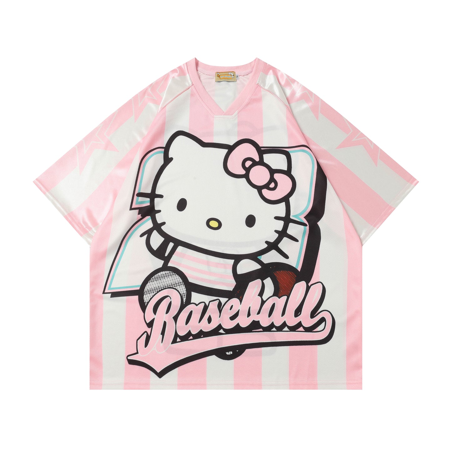Hellokitty Cute Baseball Jersey Shirts Sports Uniform Summer Loose Short Sleeve Tops T-Shirts