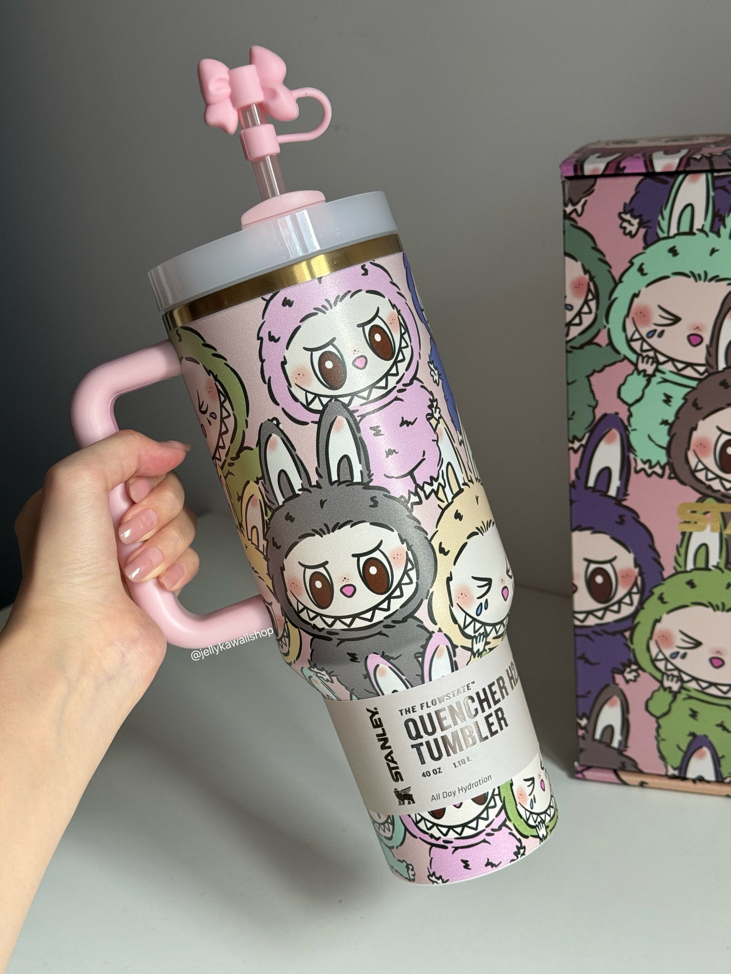 LABUBU In-Car Insulated Cup 1200 ml Tumbler with Handle Stainless Steel Insulated Cup with Lid (Gift box)