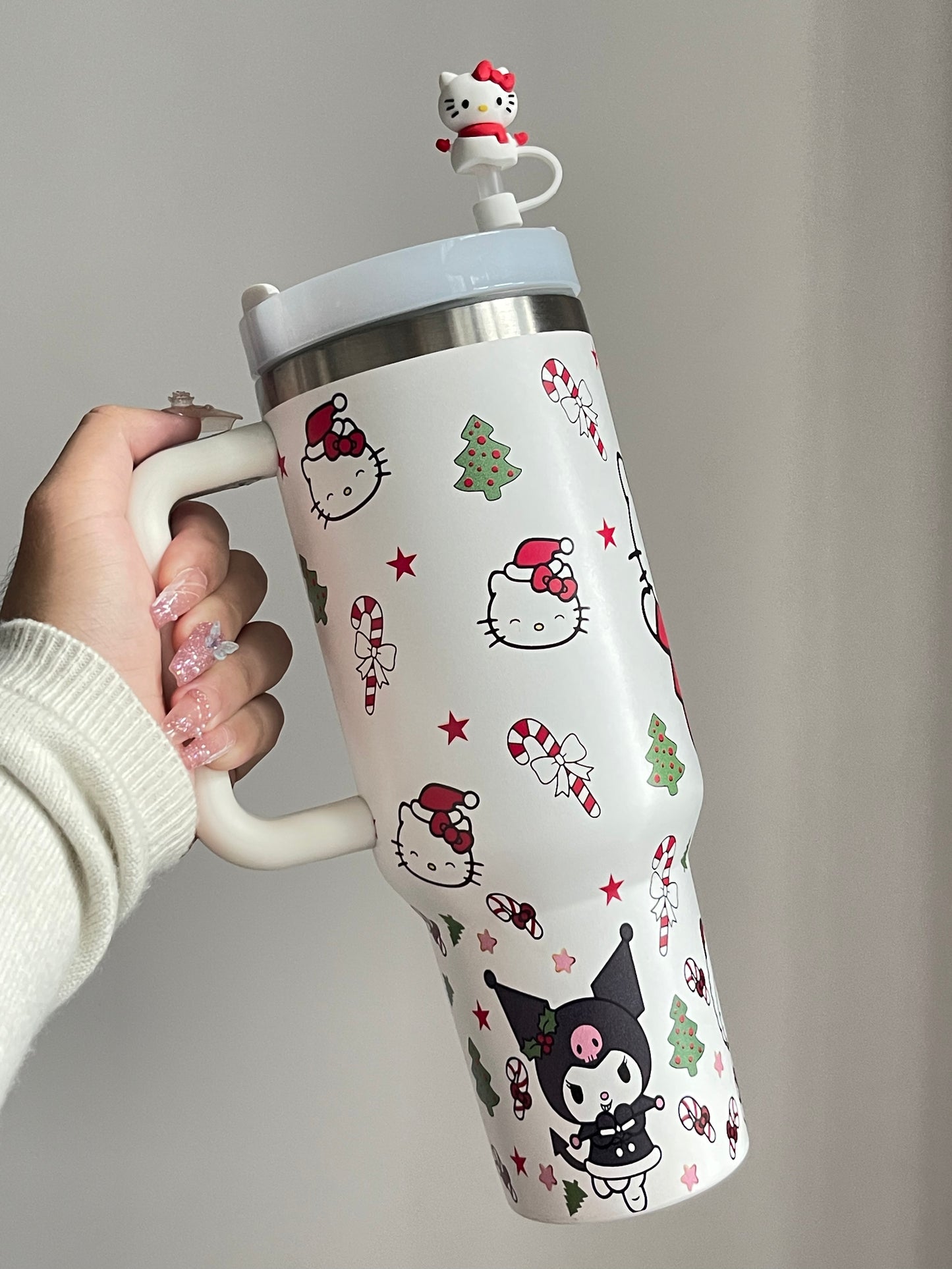 SipSweetie|HelloKitty Christmas In-Car Insulated Cup 1200 ml Tumbler with Handle Stainless Steel Insulated Cup with Lid Gym #0003