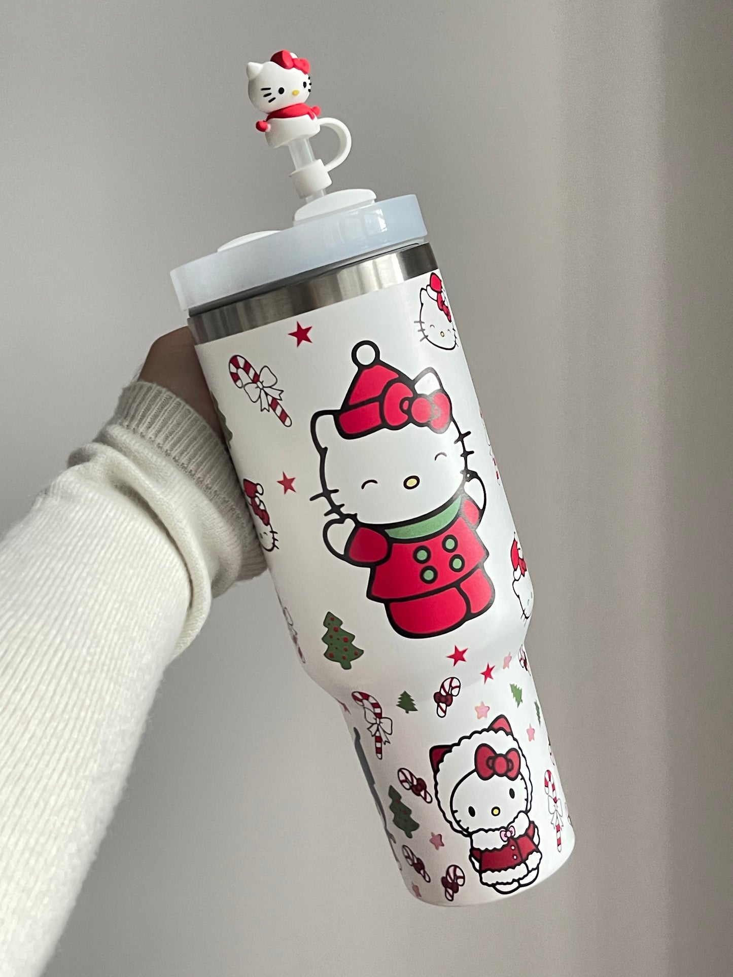 SipSweetie|HelloKitty Christmas In-Car Insulated Cup 1200 ml Tumbler with Handle Stainless Steel Insulated Cup with Lid Gym #0003
