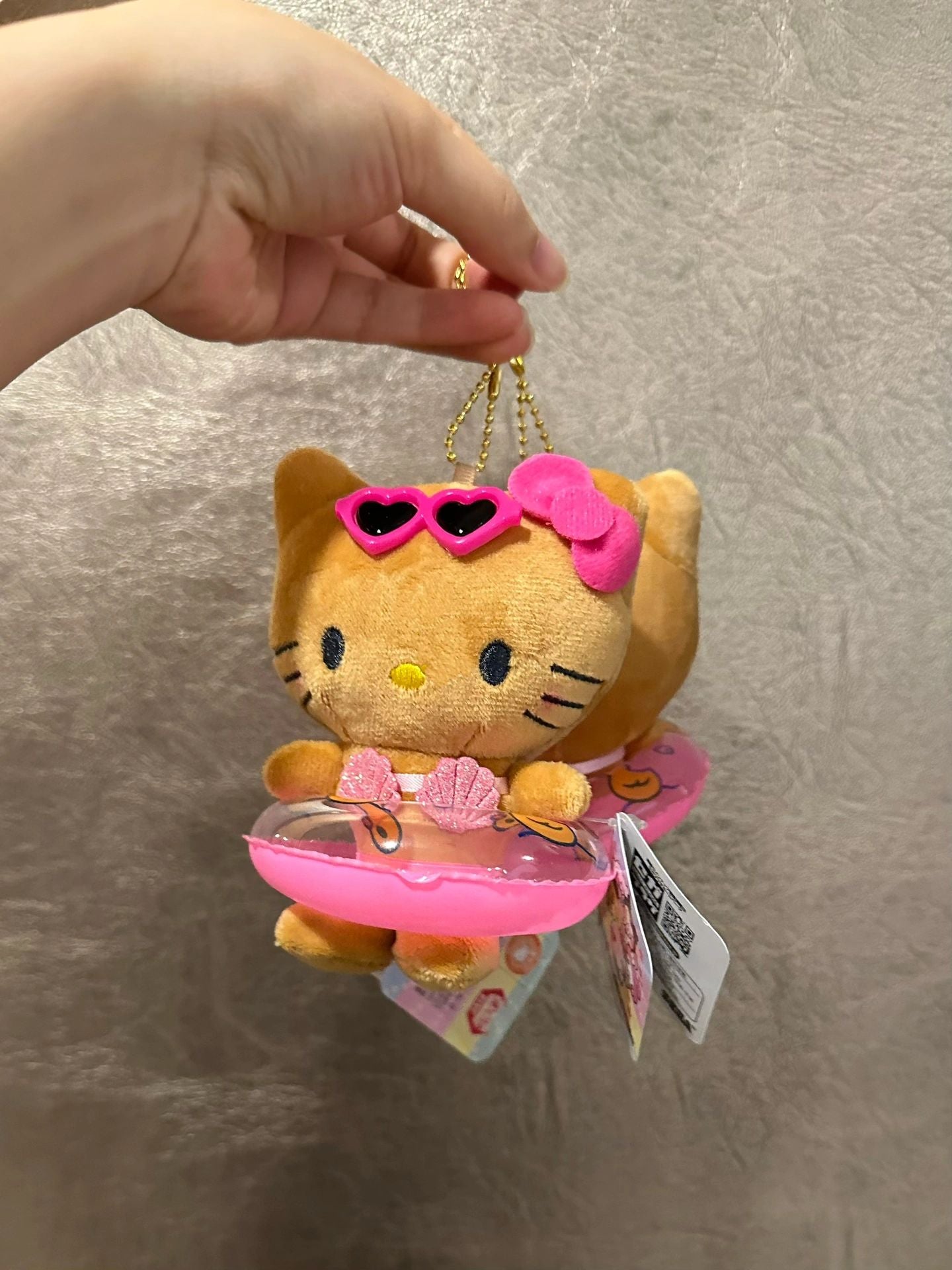 KT Tan Swimming Ring Plush Keychain|5in/12Cm Cute Pendant Doll Keyring Accessories Pendant Toy Girls Gift