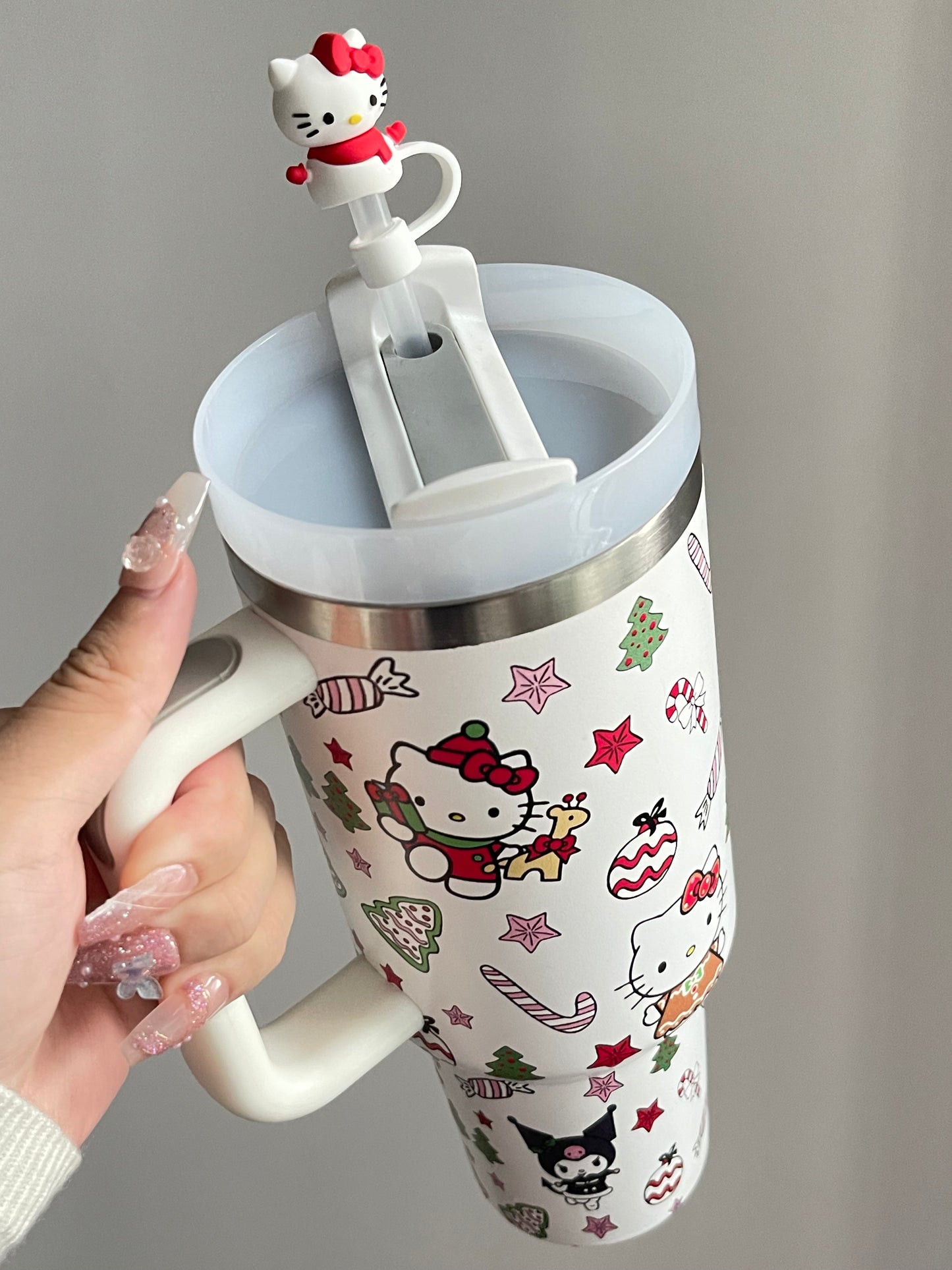 SipSweetie|Hellokitty Christmas In-Car Insulated Cup 1200 ml Tumbler with Handle Stainless Steel Insulated Cup with Lid #0005