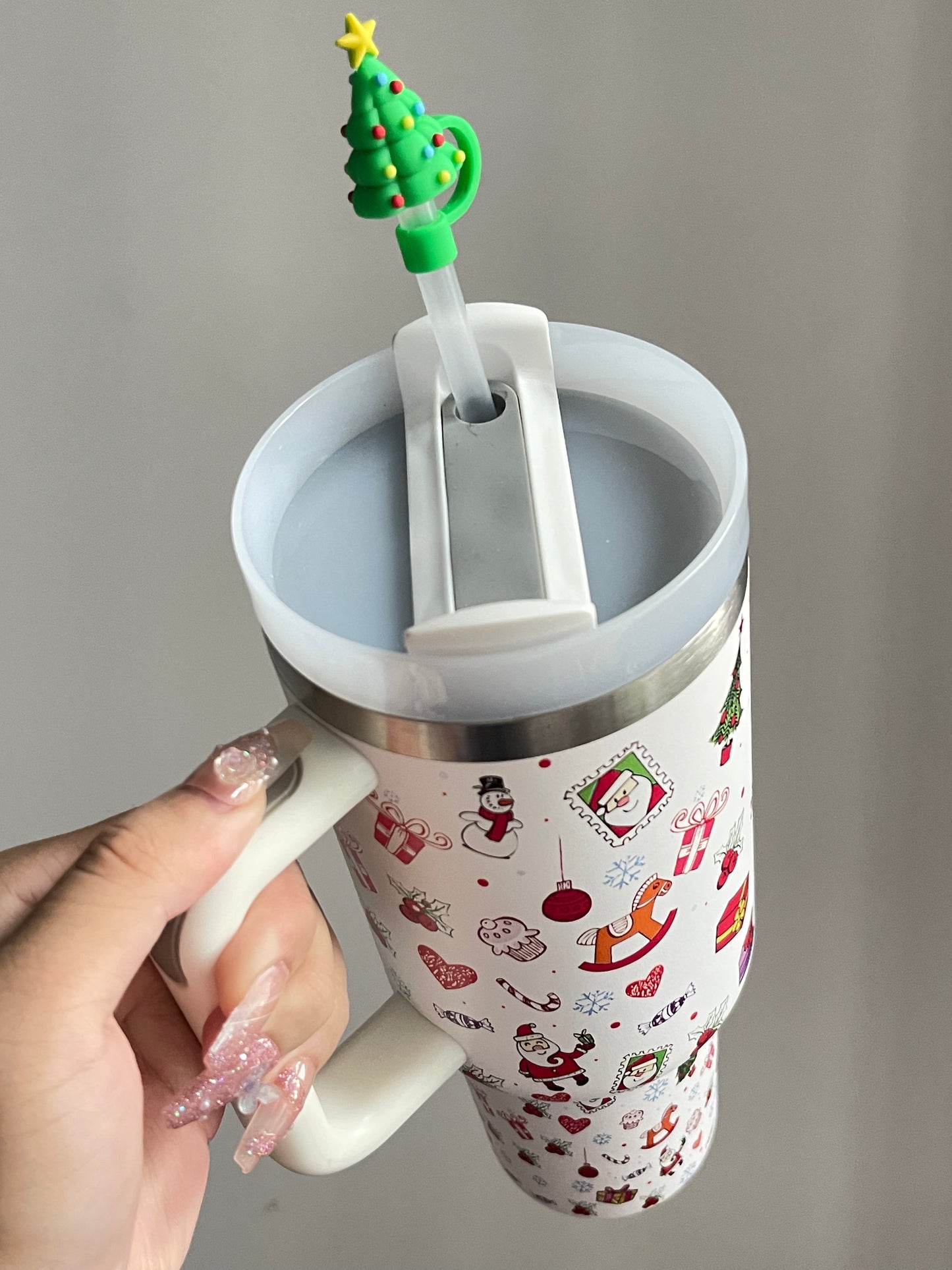SipSweetie|Christmas Stitch In-Car Insulated Cup 1200 ml Tumbler with Handle Stainless Steel Insulated Cup with Lid #0006