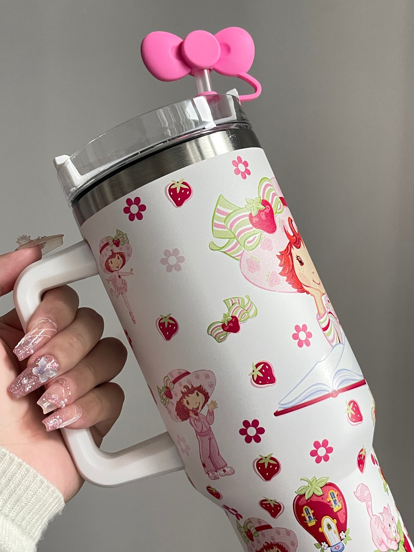 SipSweetie|Strawberry Shortcake In-Car Insulated Cup 1200 ml Tumbler with Handle Stainless Steel Insulated Cup with Lid #0015