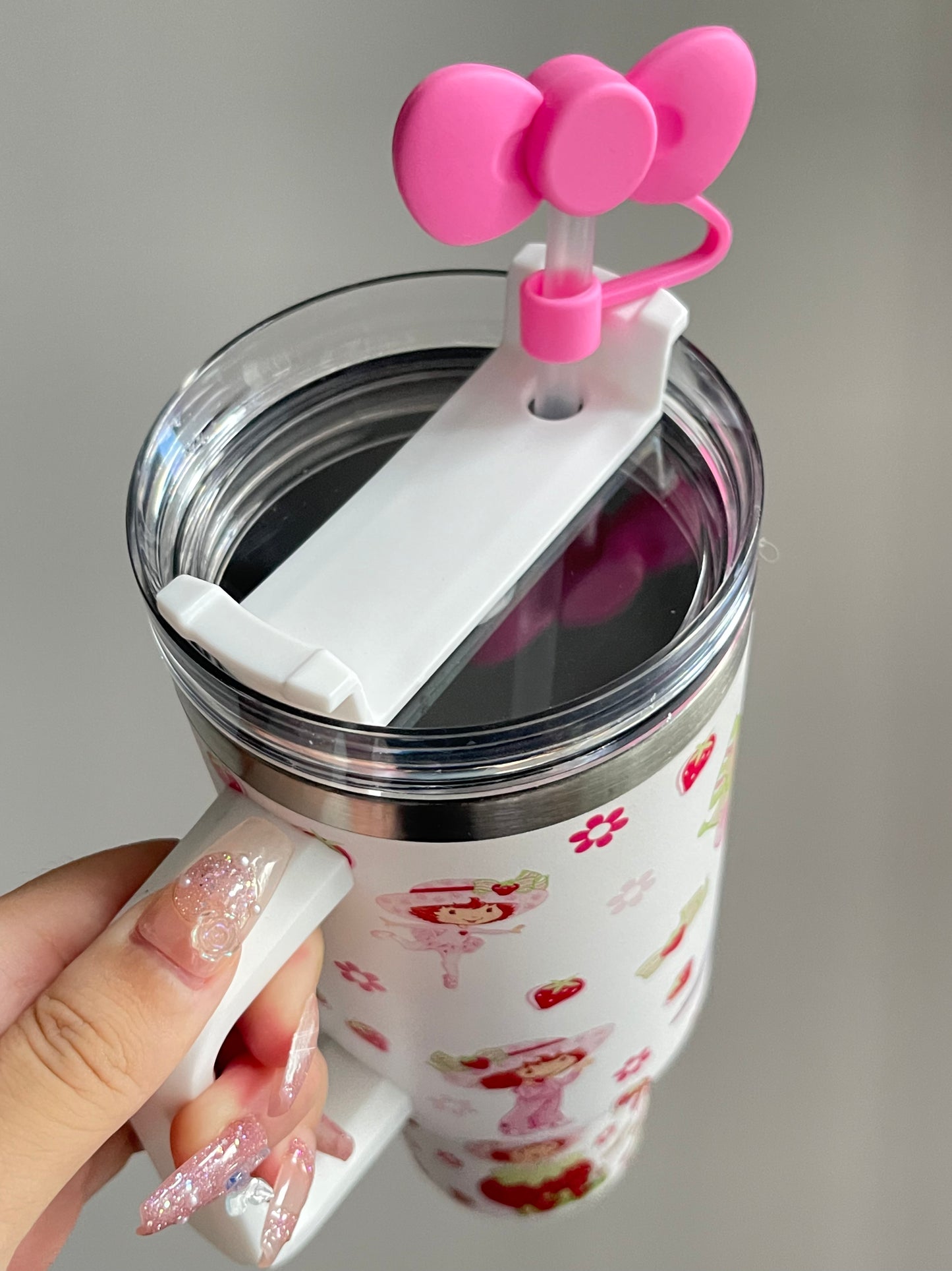 SipSweetie|Strawberry Shortcake In-Car Insulated Cup 1200 ml Tumbler with Handle Stainless Steel Insulated Cup with Lid #0015