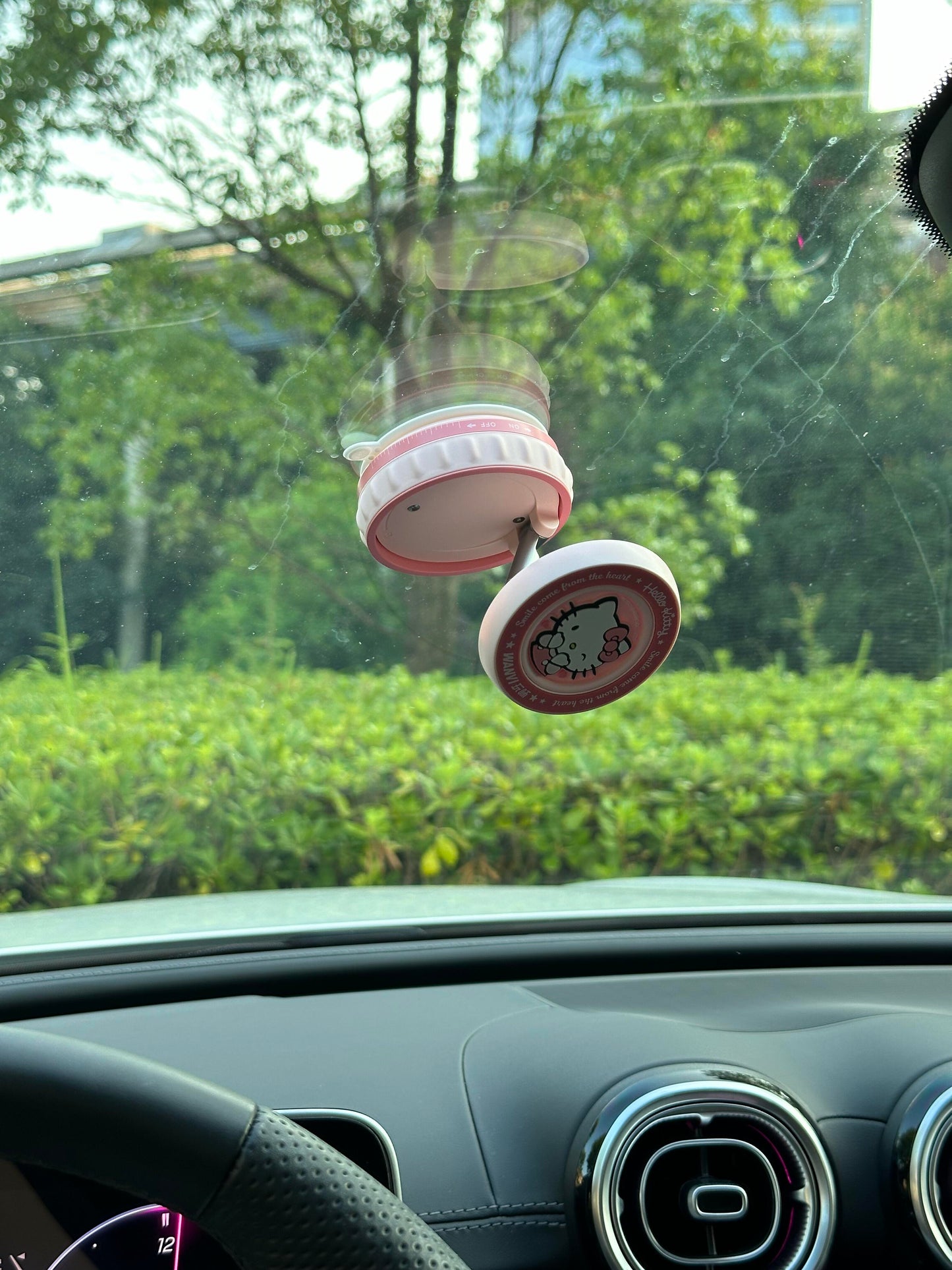 Pink Hellokitty Foldable Magnetic Vacuum Phone Holder, 360° Electric Suction Car Mount, Double-Sided Swivel Stand for Car, Mirror, Gym, Kitchen, Hands-Free Portable Phone Holder