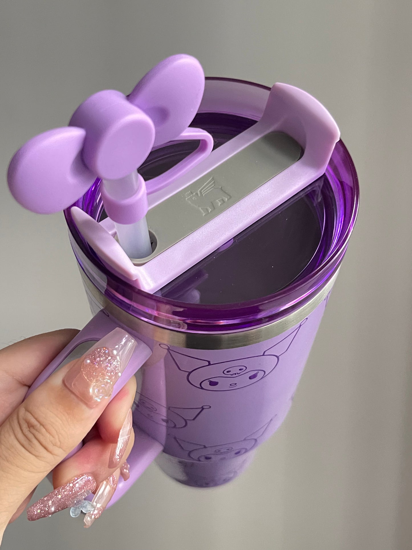 SipSweetie|Kuromi Purple In-Car Insulated Cup 1200 ml Tumbler with Handle Stainless Steel Insulated Cup with Lid #0008