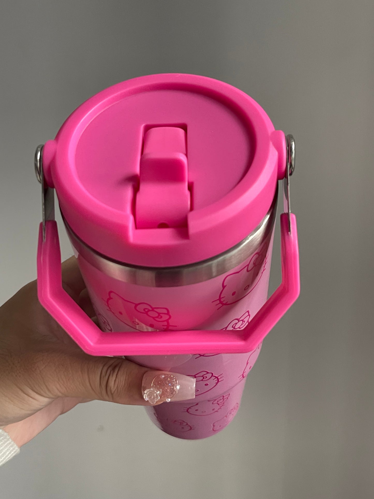 SipSweetie|Hellokitty Pink Stainless Steel Tumbler with Straw - Vacuum Insulated Water Bottle for Home Office or Car Reusable Cup Leak Resistant Flip #0011