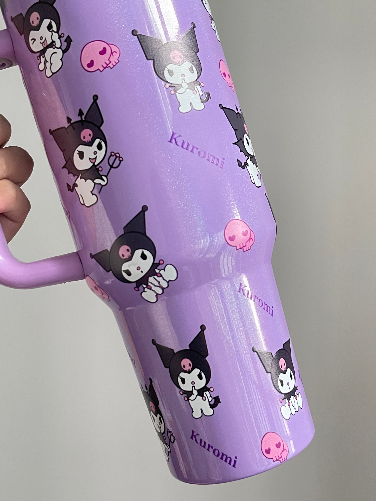 SipSweetie|Kuromi Purple In-Car Insulated Cup 1200 ml Tumbler with Handle Stainless Steel Insulated Cup with Lid #0002