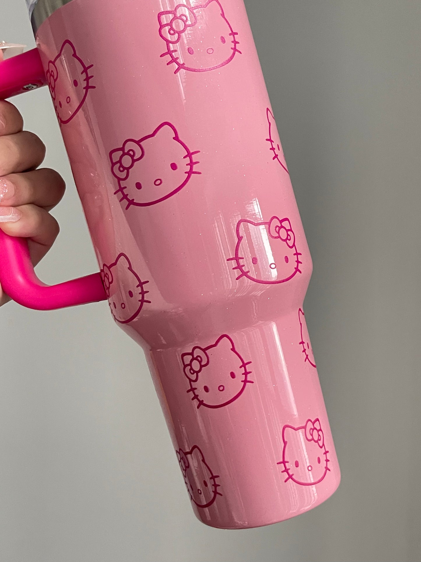 SipSweetie|Hellokitty Pink In-Car Insulated Cup 1200 ml Tumbler with Handle Stainless Steel Insulated Cup with Lid #0007