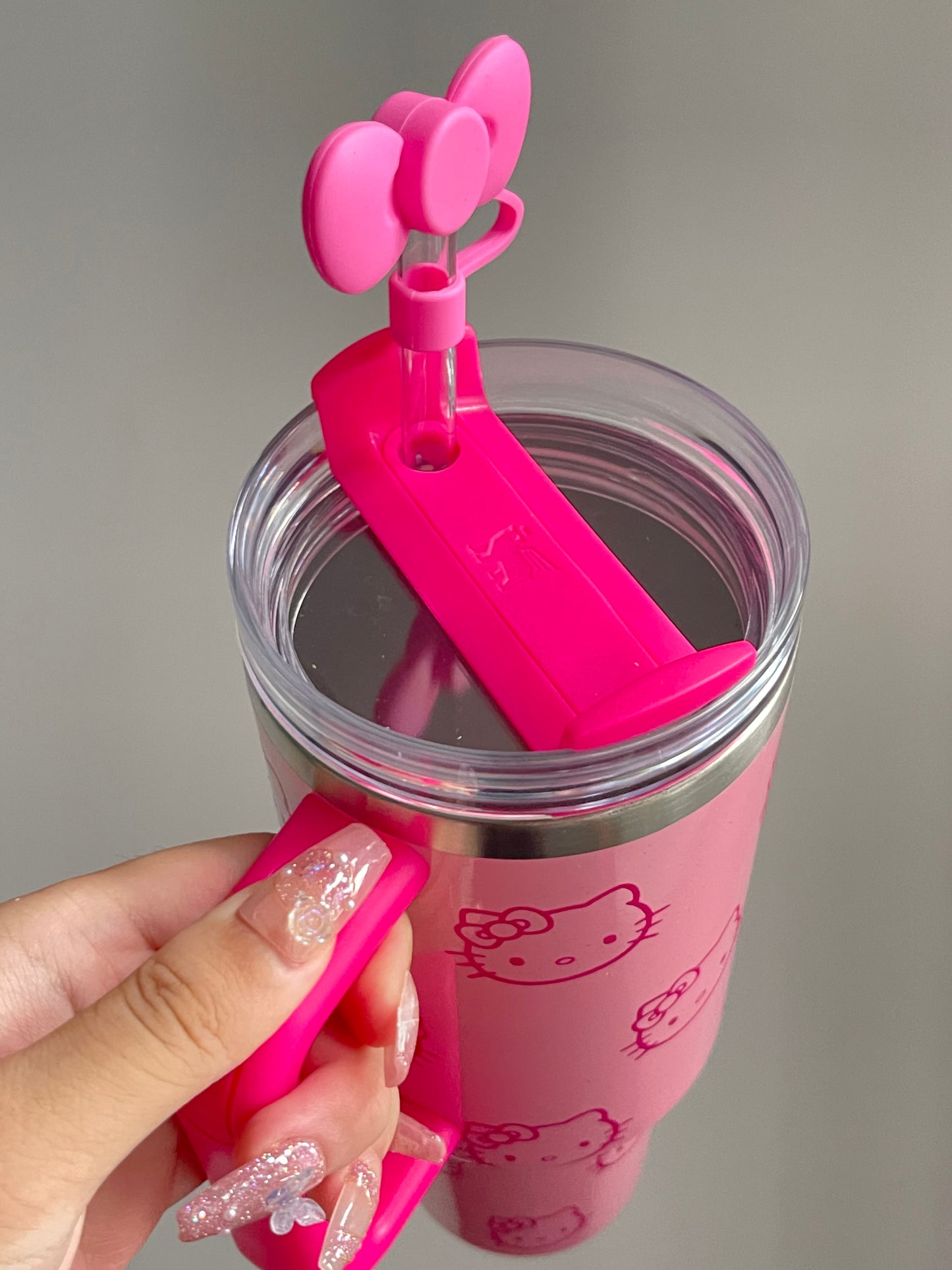 SipSweetie|Hellokitty Pink In-Car Insulated Cup 1200 ml Tumbler with Handle Stainless Steel Insulated Cup with Lid #0007
