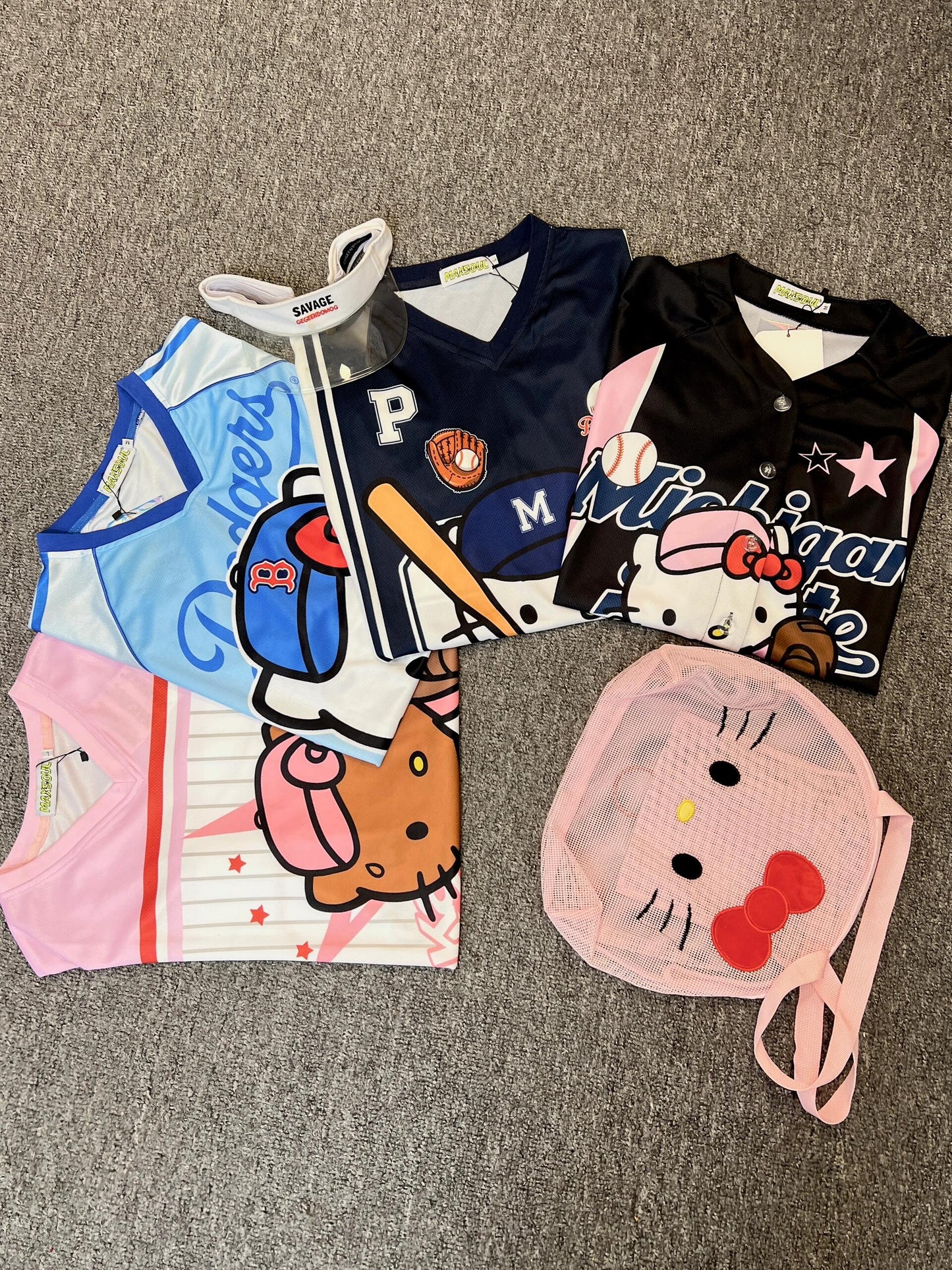 Hellokitty Cute Baseball Jersey Baseball Shirts Sports Uniform Summer Loose Short Sleeve Tops T-Shirts