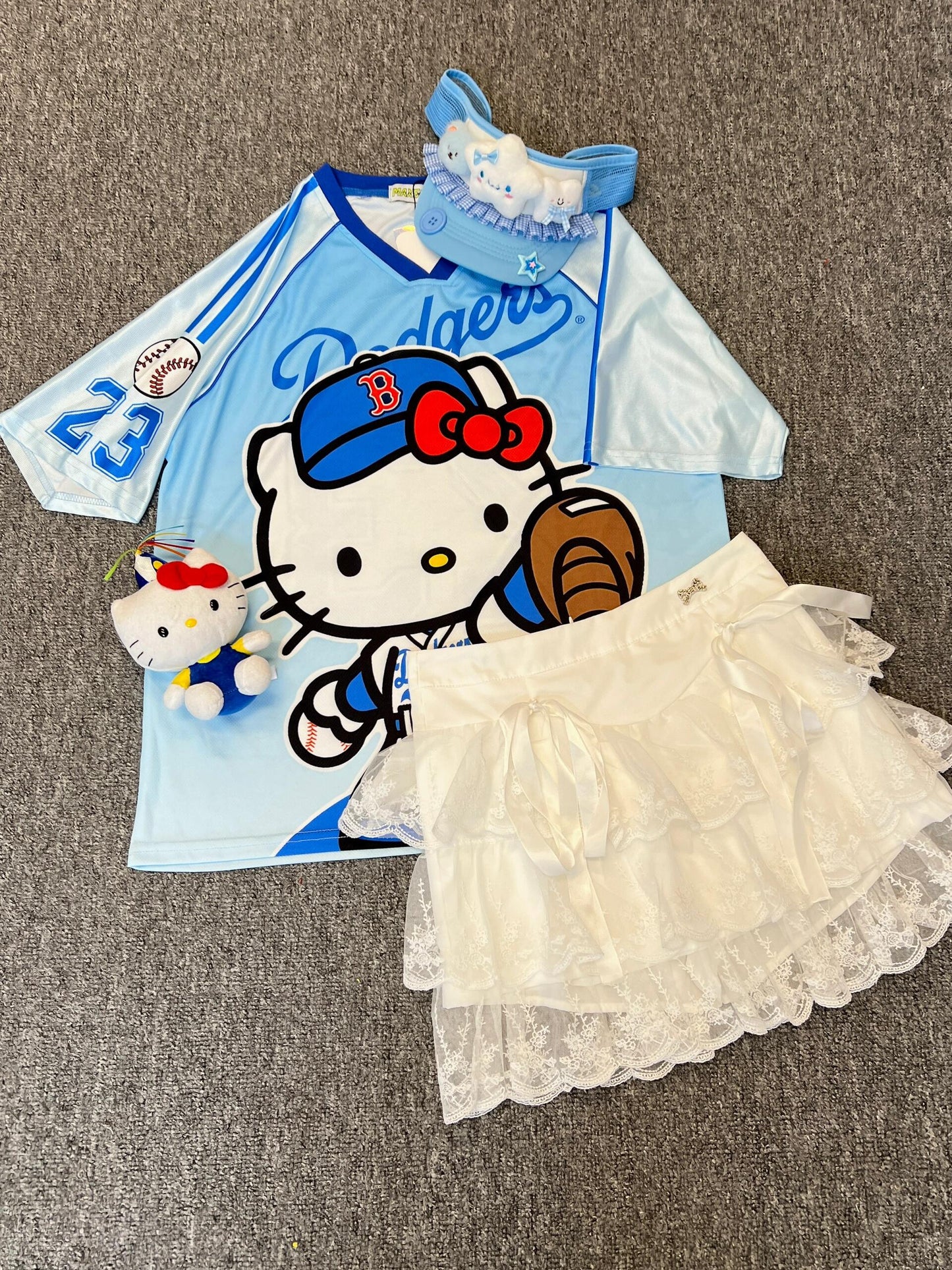 Hellokitty Cute Baseball Jersey Baseball Shirts Sports Uniform Summer Loose Short Sleeve Tops T-Shirts
