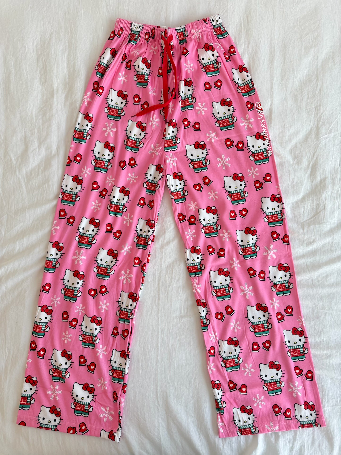 Hellokitty Christmas Pants Pajama Cute Soft Long Bottoms Women Pjs Pj Gift