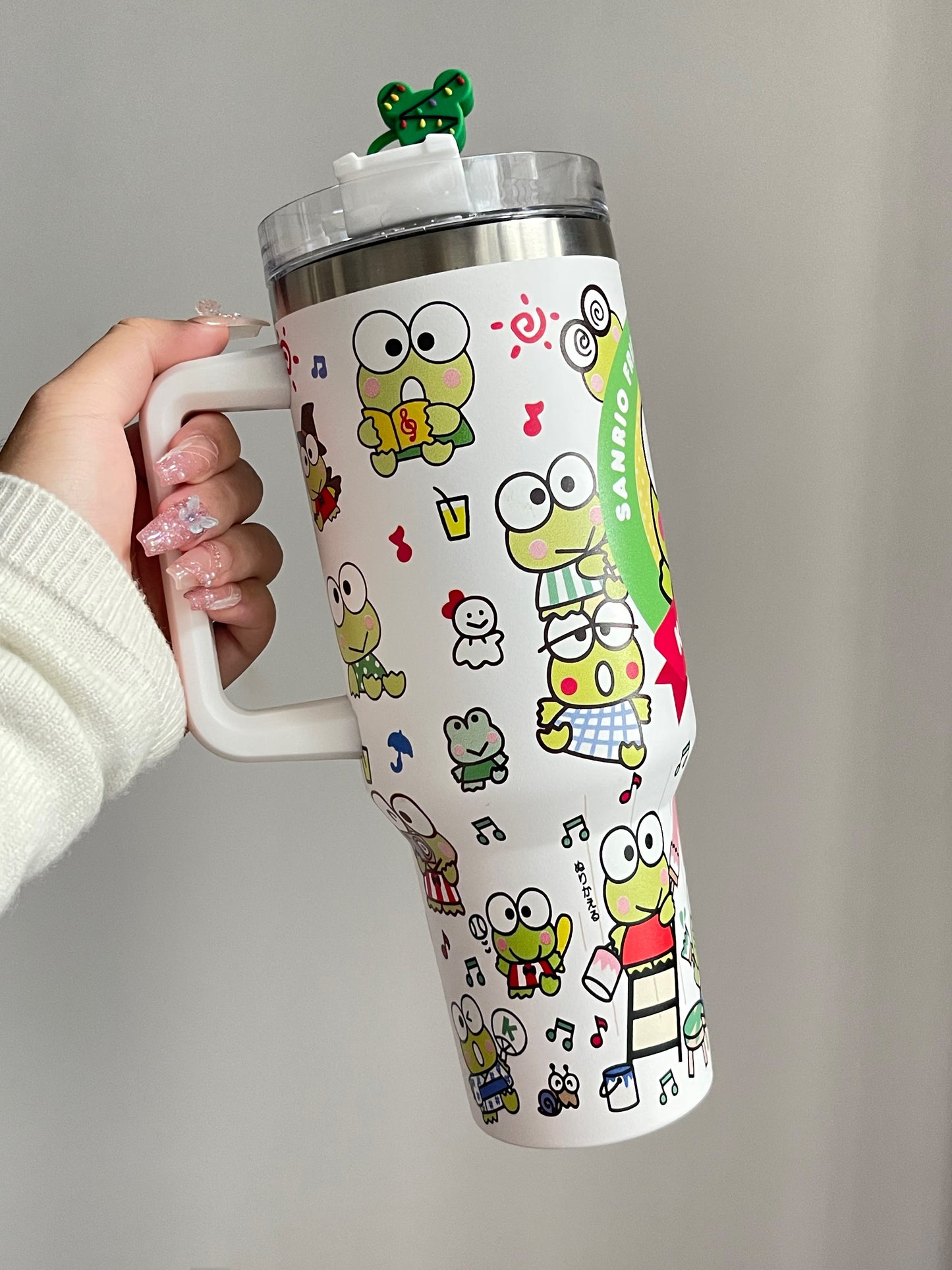 SipSweetie|Keroppi In-Car Insulated Cup 1200 ml Tumbler with Handle Stainless Steel Insulated Cup with Lid #0022