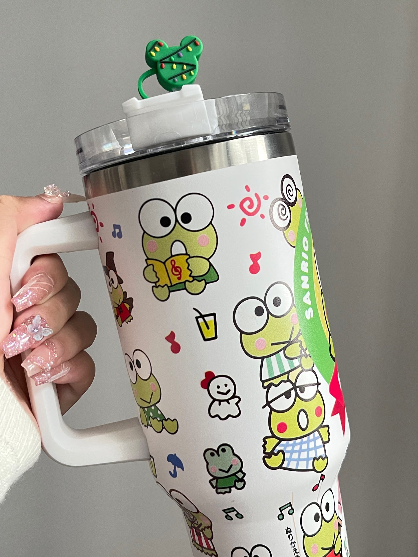 SipSweetie|Keroppi In-Car Insulated Cup 1200 ml Tumbler with Handle Stainless Steel Insulated Cup with Lid #0022