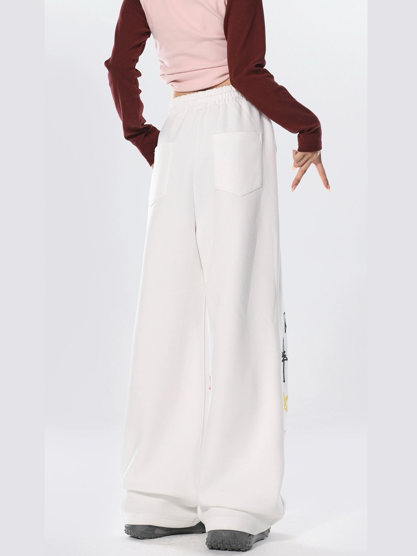 Hellokitty Women's Drawstring High Waisted Wide Leg Long Pants Casual Sweatpants
