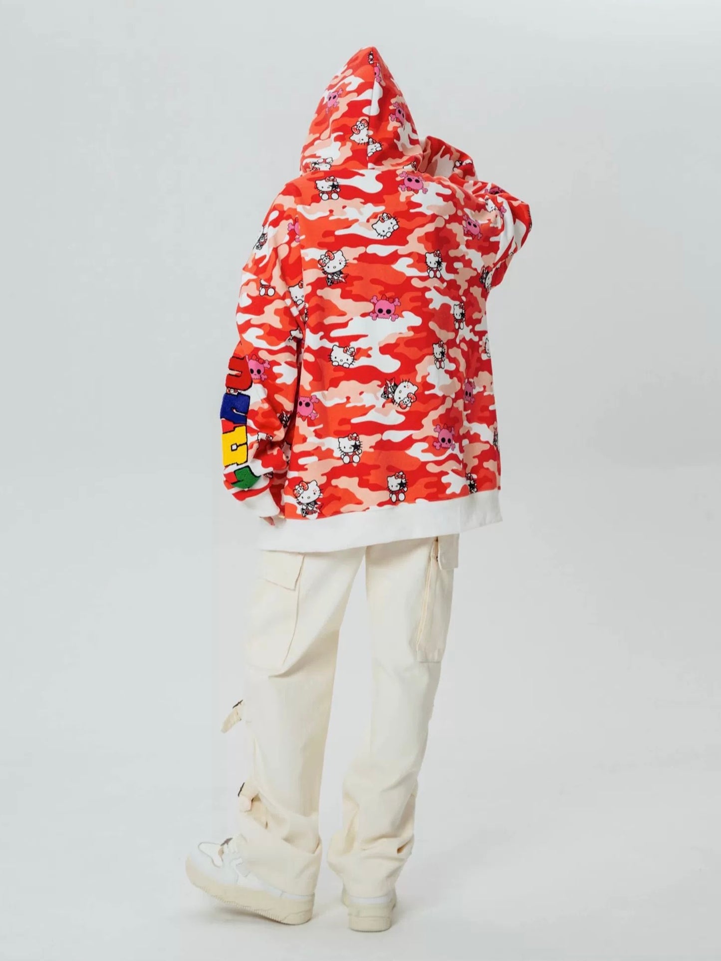 Hellokitty Camouflage Hoodies Fall Jacket Oversized Sweatshirts Casual Drawstring Zip Up Y2K Hoodie with Pocket