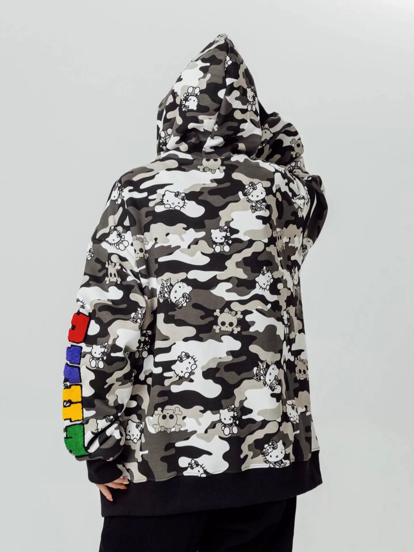 Hellokitty Camouflage Hoodies Fall Jacket Oversized Sweatshirts Casual Drawstring Zip Up Y2K Hoodie with Pocket