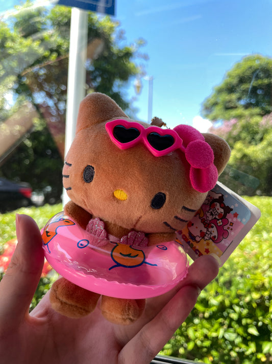 KT Tan Swimming Ring Plush Keychain|5in/12Cm Cute  Pendant Doll Keyring Accessories Pendant Toy Girls Gift