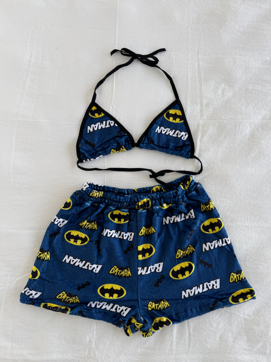 Hellokitty Spider-Man Batman 2 Piece Sleepwear Flannel Bikini Top with Shorts Pj Set