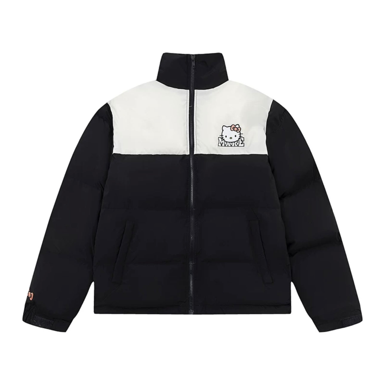 Hellokitty Winter Long Sleeve Zip Puffer Jacket Pockets Baggy Short Down Coats