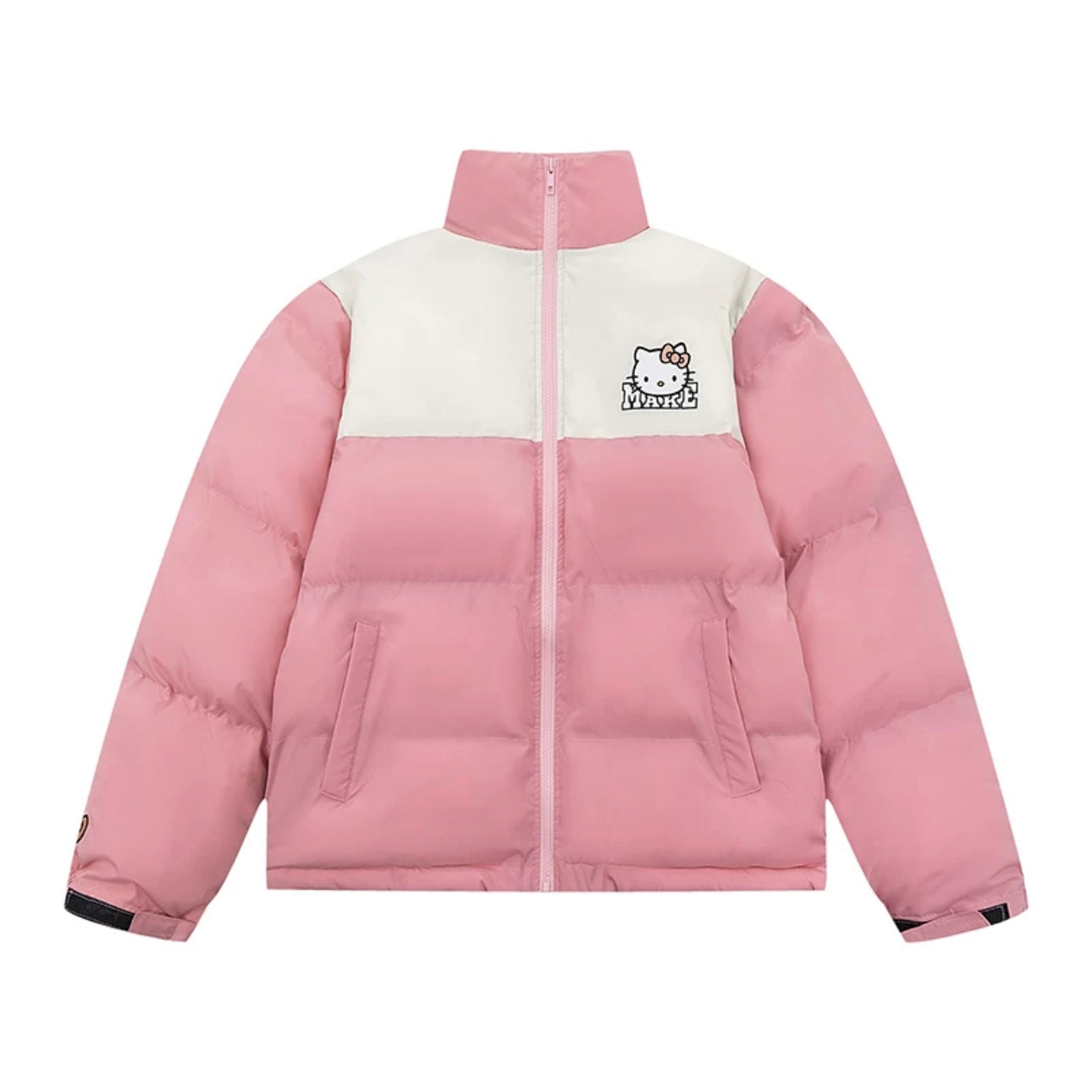 Hellokitty Winter Long Sleeve Zip Puffer Jacket Pockets Baggy Short Down Coats