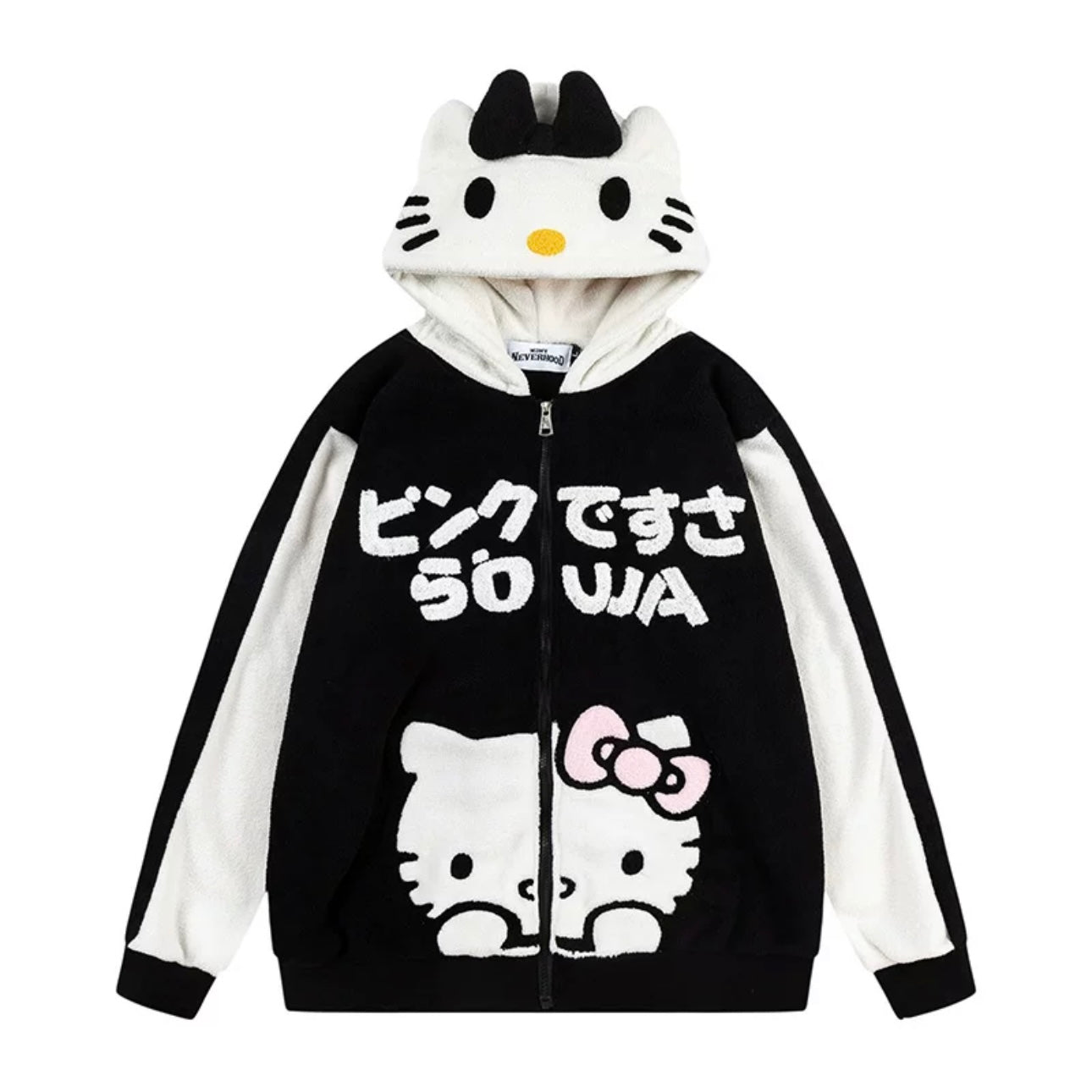 Hellokitty Teddy Jackets Fall Fashion Womens Teddy Coats Fleece Button Down Hooded Tops Warm Winter Outerwear with Pockets