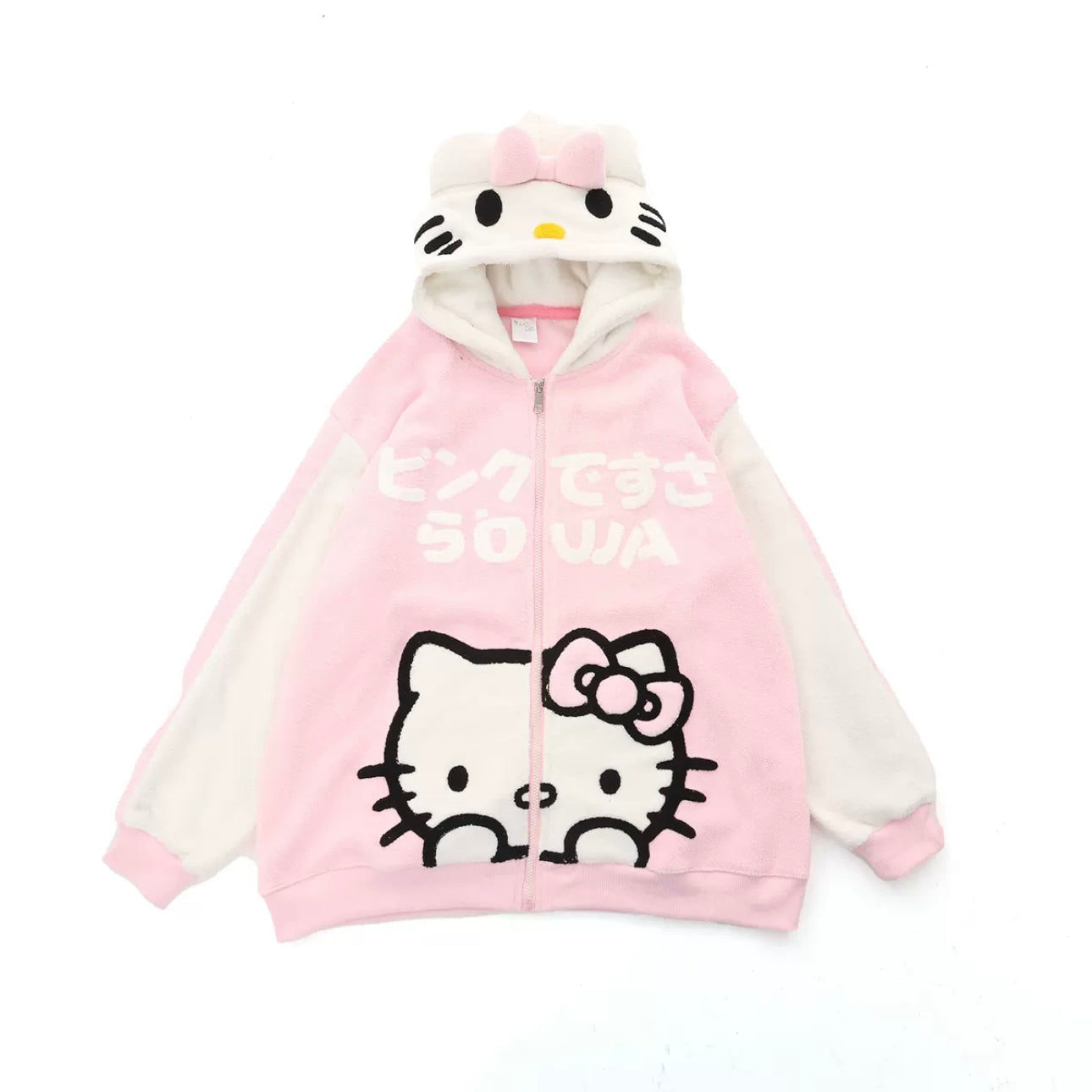 Hellokitty Teddy Jackets Fall Fashion Womens Teddy Coats Fleece Button Down Hooded Tops Warm Winter Outerwear with Pockets
