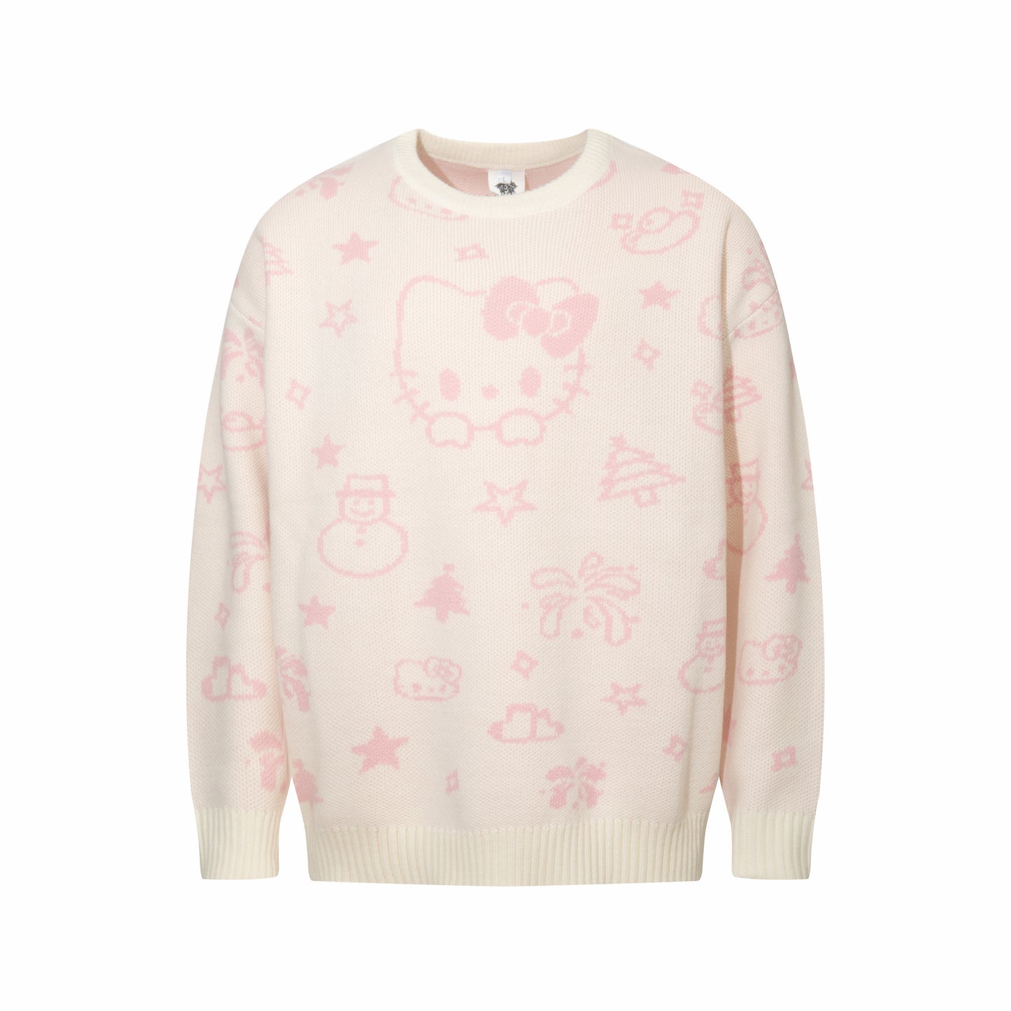 Hellokitty Long Sleeve Crew Neck Comfy Loose Oversized Knitted Pullover Sweater(Scarf Freebie)