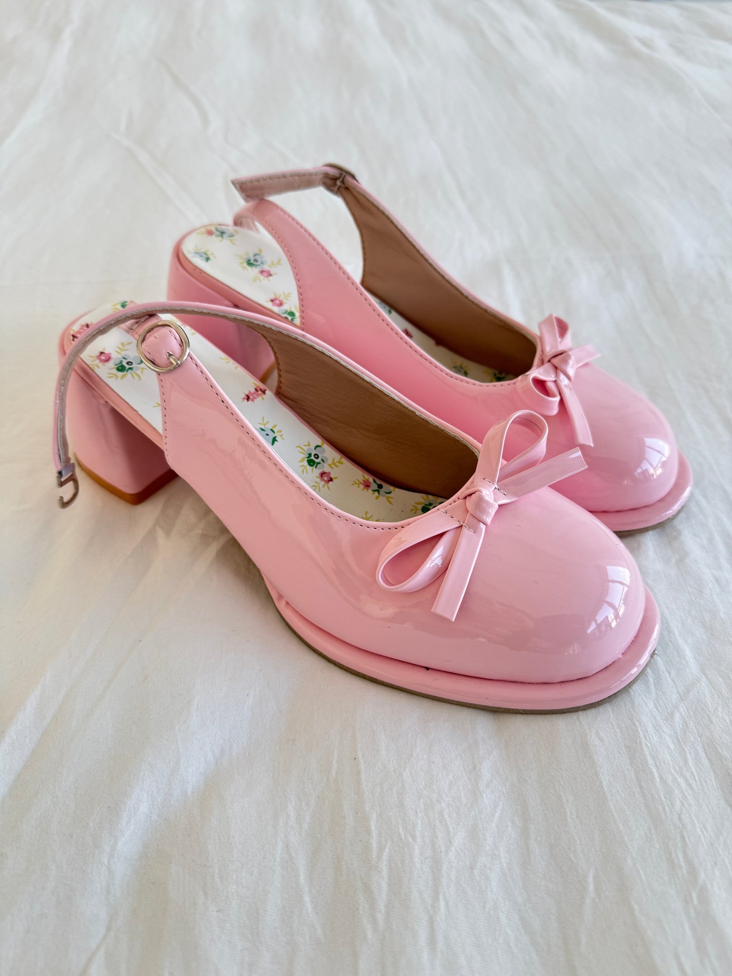 Pink Chunky High Heels Ankle Strap Pumps Mary Jane Bow Lace Dress Shoes